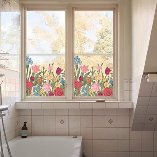 LANO 植物花卉靜電隱私保護窗貼, 植物風