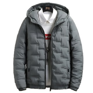 男款連帽壓紋鋪棉外套