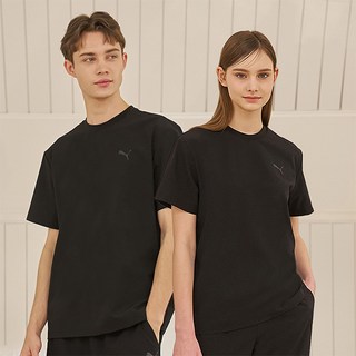 PUMA BODYWEAR 男女通用 Air Dry 基本款居家服短袖T恤, 黑色