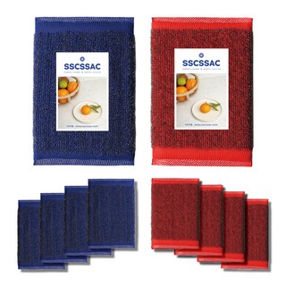 SSCSSAC 강력 울스텐 수세미 베이직 레드 + 베이직 블루 세트, 10개