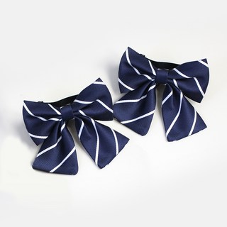 女童用 條紋海軍藍 蝴蝶結領帶 蝴蝶領結 2入