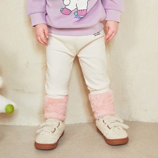 mollimelli 兒童雪人撞色刷毛羅紋保暖內搭褲