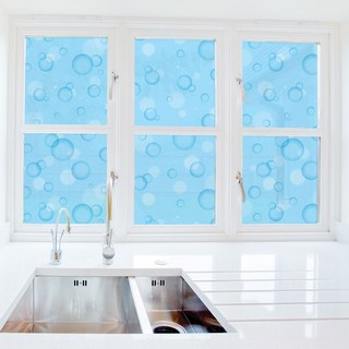 DECOMI 現代 黏貼式窗貼 HBG-36014, 水珠藍