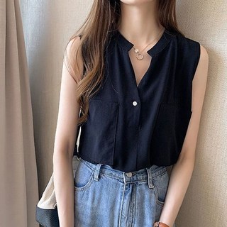 TheSirup 女款立領無袖襯衫