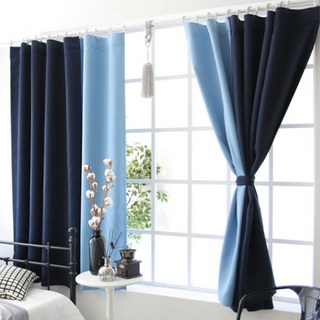 重點遮光窗簾 2入, 藍色