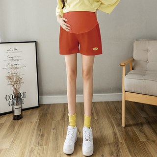 黃色Logo夏季休閒薄款孕婦短褲