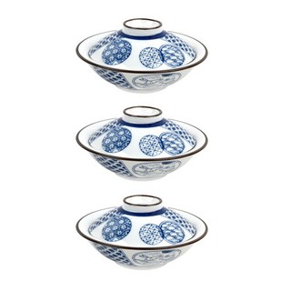 Oachess 兔子青 附手把蓋 丼飯碗 小, 混色, 3個