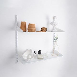 Paintinfo 雙層槽板層架 槽板支柱 2p + 鋼製層板 2p, 白色