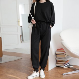 myseason 女士開叉點純色運動衫上衣和下裝套裝