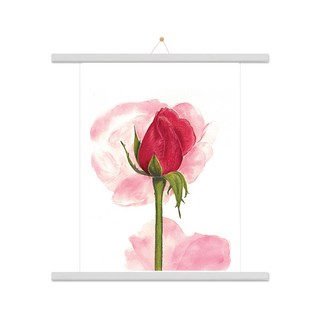 室內裝飾玫瑰G海報 + 木質掛軸組, 白色