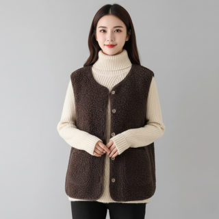 Marketpia 女款冬季羊羔毛背心