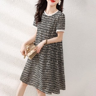 POPLARNC 女款Shouldy碎花洋裝, 黑色