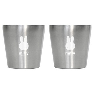 kitchen U 幼兒用 Miffy不鏽鋼雙層杯 小, 銀色, 2個, 175ml