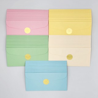 스토리 멜로우 편지 용돈봉투 5종 x 10p + 골드 스티커 50p 세트, 상큼연두, 버터옐로우, 스카이블루, 아이보리, 심쿵핑크, 1세트