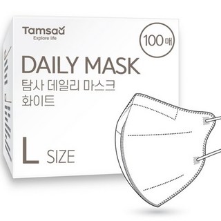 Tamsaa 日常鳥嘴型立體口罩 韓國製 L,100片,1盒,白色