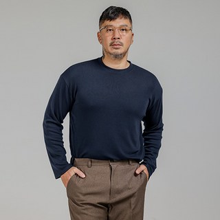 파이브엑스라지 남성용 빅사이즈 베이직 오버핏 라운드 긴팔 티셔츠