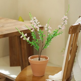 센트바스켓 설유화 조화 + 화분 세트, 핑크, 1세트