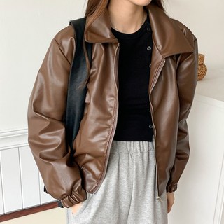 女款 Nesia 人造皮革飛行夾克 cpjk4272k28