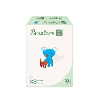 Penelope 加強版超薄黏貼型尿布, XS, 62片