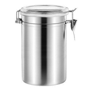 可視蓋不鏽鋼密封卡扣儲物罐 銀色, 1個, 2L