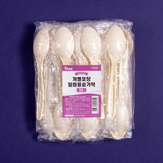 리빙웰 개별포장 일회용숟가락 아이보리, 1개입, 30개