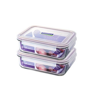 Glasslock 格拉氏洛克 紫色系列 長方形保鮮盒, 1L, 2個