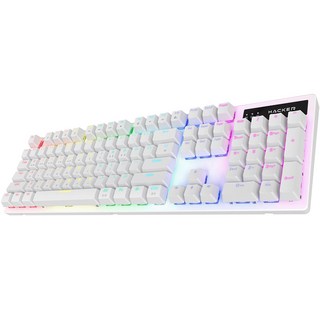 ABKO 熱插拔軸 彩虹 流光 LED 機械式鍵盤 紅軸, K560, 白色