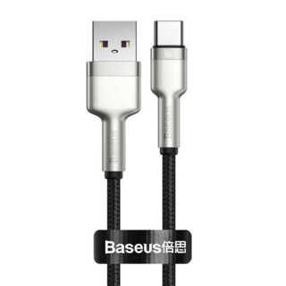 Baseus 倍思 金屬卡福樂系列 USB-Type-C資料線 66W, 0.25m, 黑色, 1條
