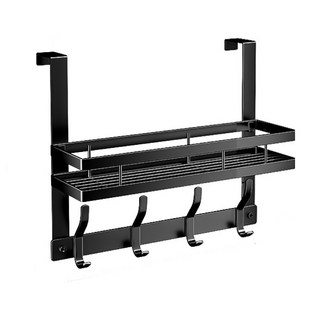 小麥購物 雙層門後掛勾 4鉤 C582 36cm 703g, 黑色, 1個