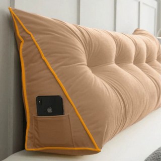 春日愛 柔軟三角形臥室靠背沙發靠墊, 駝色