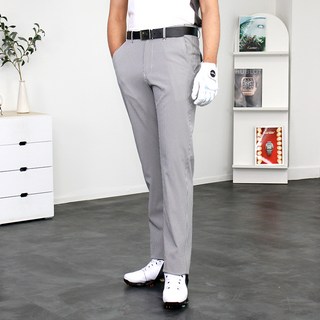 CONFIAR 男款隱藏式鬆緊帶格紋彈力高爾夫長褲 TC0824