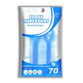 닥터치카 FLOSS THREADERS 교정용 브릿지 치실 홀더, 70개입, 1개