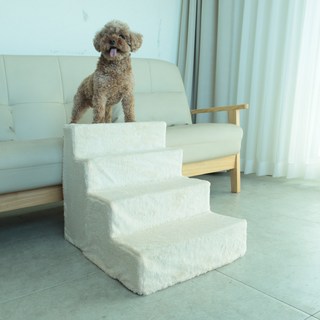 Ding Dong Pet 寵物柔軟超細纖維海綿階梯, 1個, Ivory