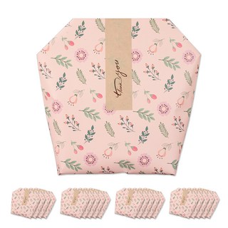 花卉禮物袋 + 腰封貼紙 20入 (大), 1組, 粉色