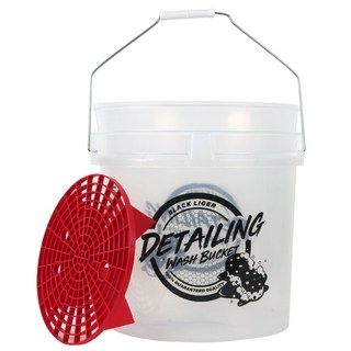 Black Liger 專業洗車桶 + 濾砂網套組, 透明白+紅色, 18L