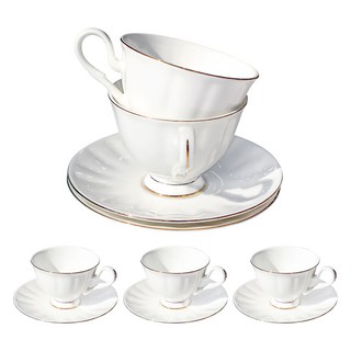 Blanc Gold 骨瓷咖啡杯5人份10件組, 1組, 白色