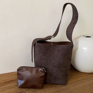 Paperments 復古麂皮斜背托特肩揹包 13378