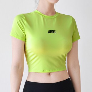 HERRINGBONE apparel 女款短版修身防磨泳衣海灘裝短袖上衣 RG356, 萊姆綠