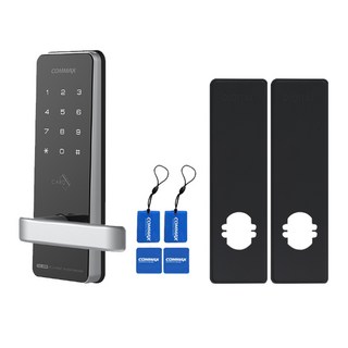 COMMAX無孔主鑰匙門鎖+卡片鑰匙4p+加固板套裝CDL-400M, 顧客自行安裝, CDL-400M(黑色 / 加固板)