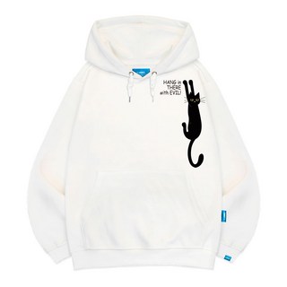 L.LAMO 刷毛H黑貓連帽T恤