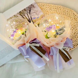 Lovely Farm 人造花 魔法迷你花氣球花束 ver 皇后玫瑰 2入, 紫色