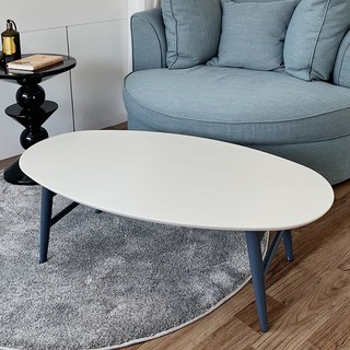 Hey Molly Eden 原木橢圓折疊式客廳沙發桌 1000mm, 象牙藍