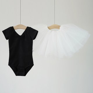 芭蕾舞兒童女童短袖按扣緊身連體衣 + 芭蕾舞紗裙套組