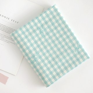 Lily Fabric 寬幅 公主蝴蝶結 柔軟麻花水洗棉 格紋蝴蝶結 刺繡布料, 1個, 薄荷綠