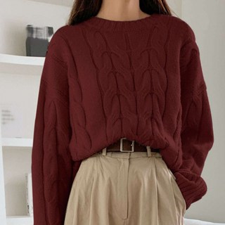 The Syrup 女款麻花素色針織衫