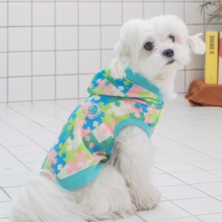 핑카홀릭 반려동물 베티나 퍼즐 민소매 후드티셔츠 NAXA-TS7742, 아쿠아, 1개