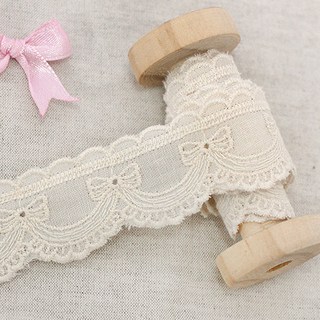 Kohasid 睡美人棉質刺繡蕾絲 360 公分, 1捲, 自然原色