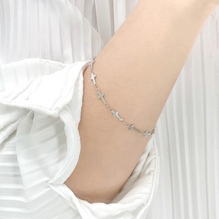 gelluna 女性全醫療鋼十字架扁平層疊細鍊手鍊 D-34