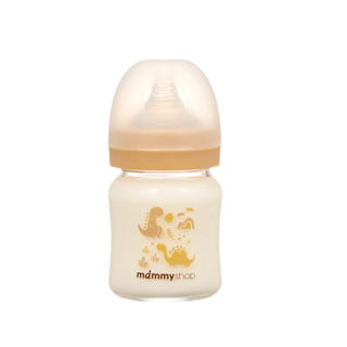 mammyshop 媽咪小站 母感體驗2.5 玻璃奶瓶 寬大口徑, 奶茶恐龍, 120ml, 1入
