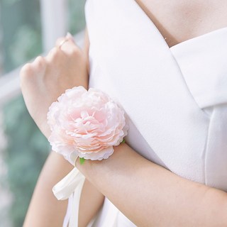 婚前派對人造芍藥牡丹花手環 自助婚紗攝影道具 芍藥花手環 2入, 粉紅色
